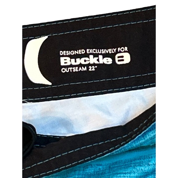 Hurley Designed From Buckle Men's Swim Trunks Outseam 22" Blue - Picture 4 of 7